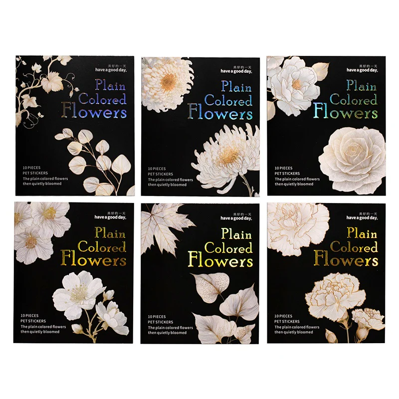 Plain Colored Flower Bloom Stickers 10pcs - Image 6