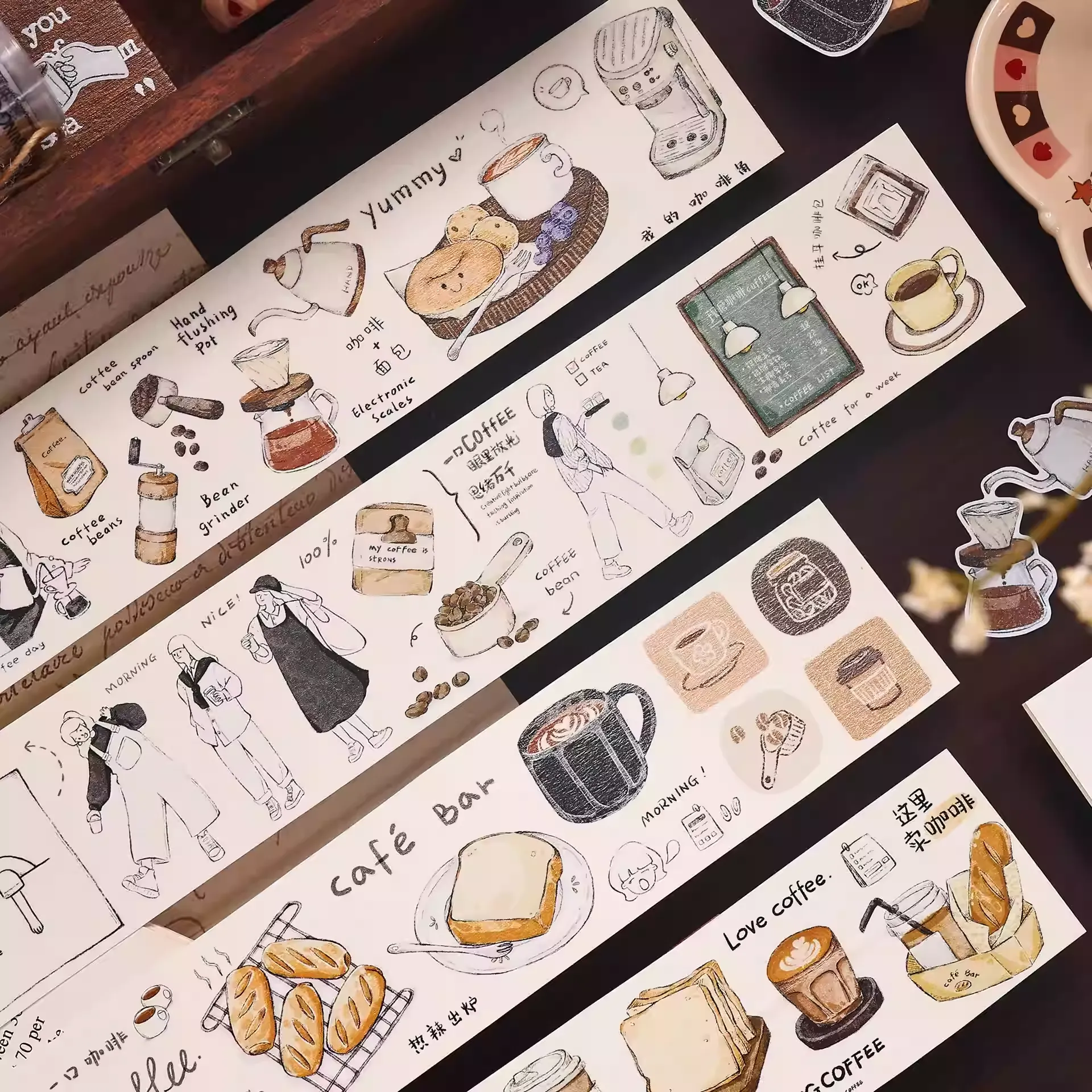 Retro Coffee Bread Aesthetic PET Washi Tape - Image 8