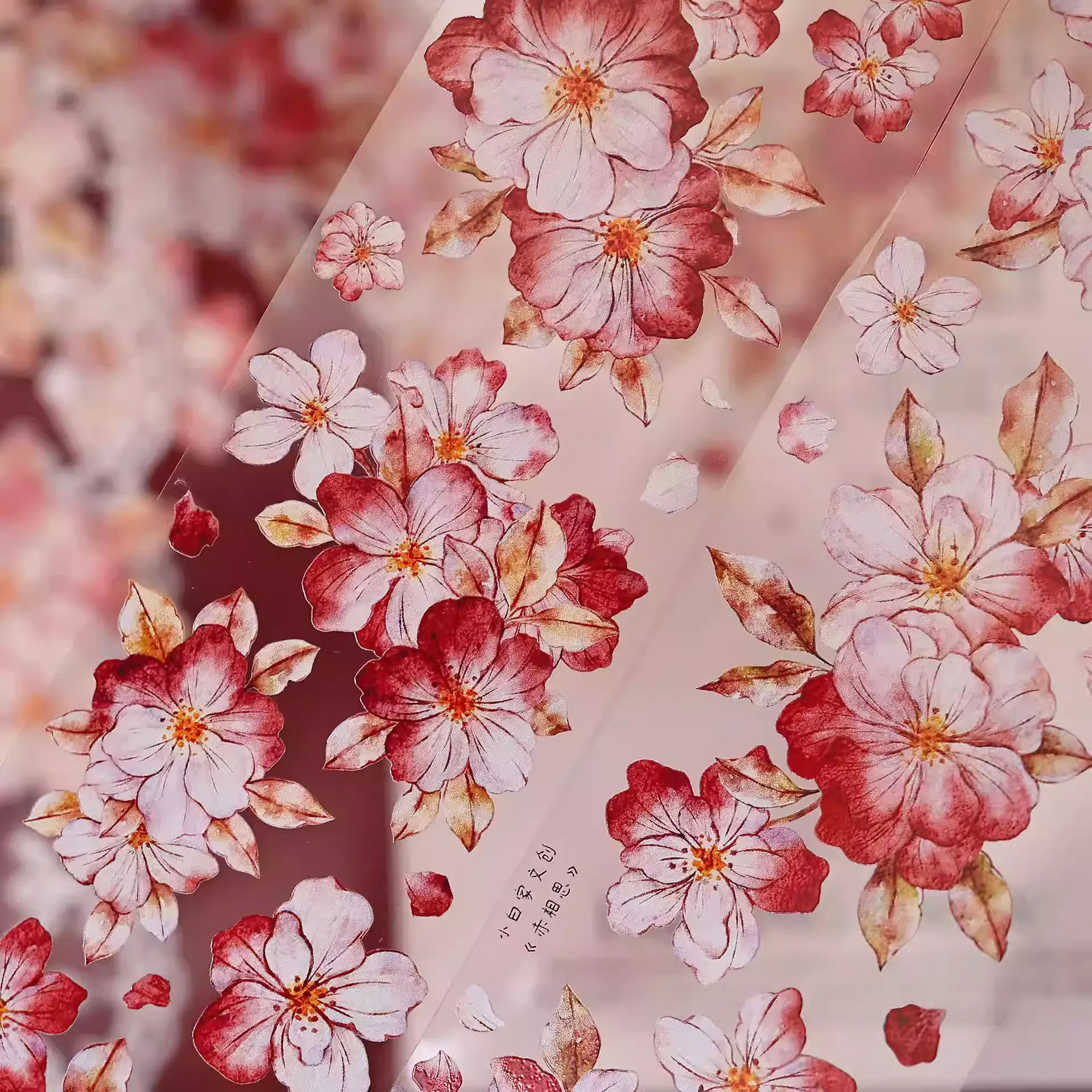 Retro Red Floral Washi PET Die Cut Tape - Image 9