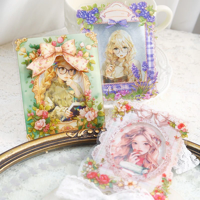 Romantic Record Series Lace Dual Material Stickers - Image 4