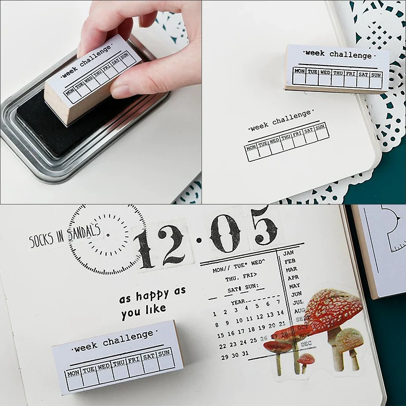 Time To Plan Wooden Weekly And Digital Ledger Seals, Ledger Diy Seal Props-TAHARA - Image 3