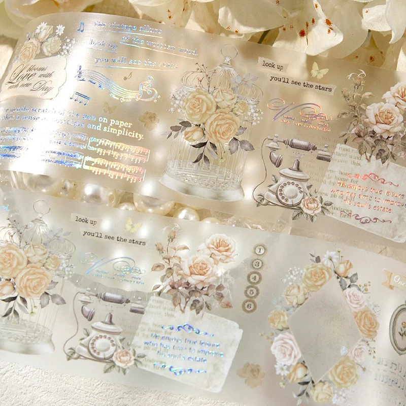 Short And Rose Series Twilight Laser Silver Matte Pet Tape - Image 3