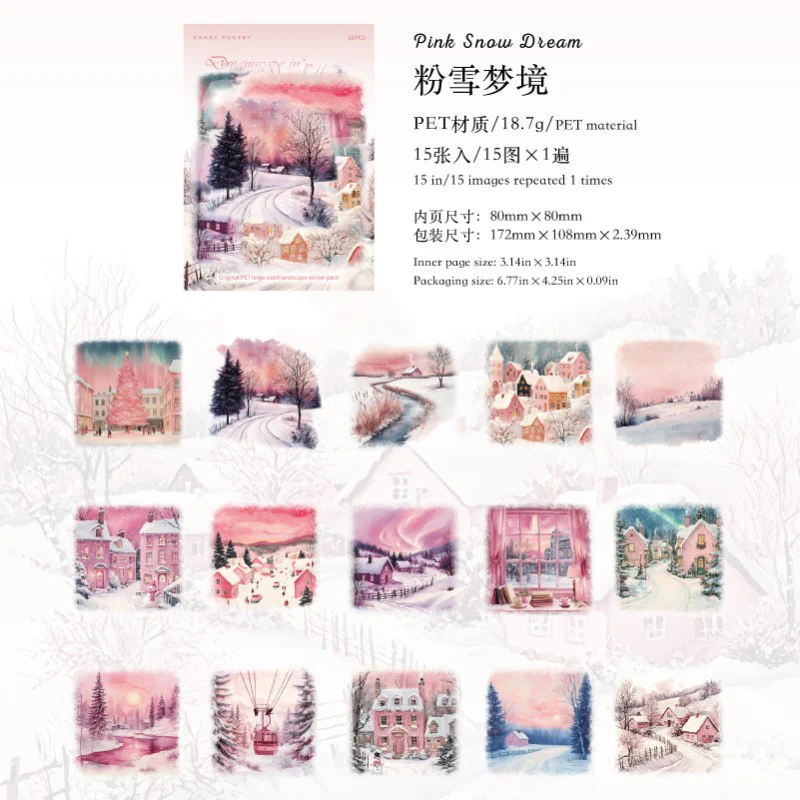 Snow Realm Poetry Series Sticker Pack 15Pcs - Image 13