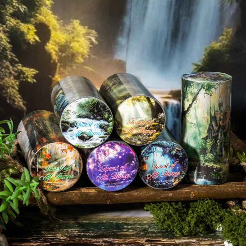 Dark Night Flowers Series Watercolor Landscape tape - Image 44