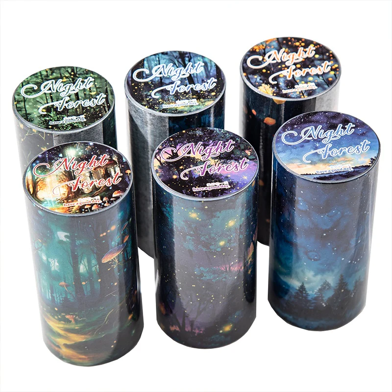 Dark Night Flowers Series Watercolor Landscape tape - Image 37