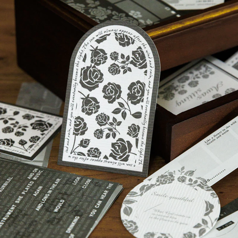 [Tomato Gam Girl] Black and White Garden Series Material Paper-TAHARA - Image 3