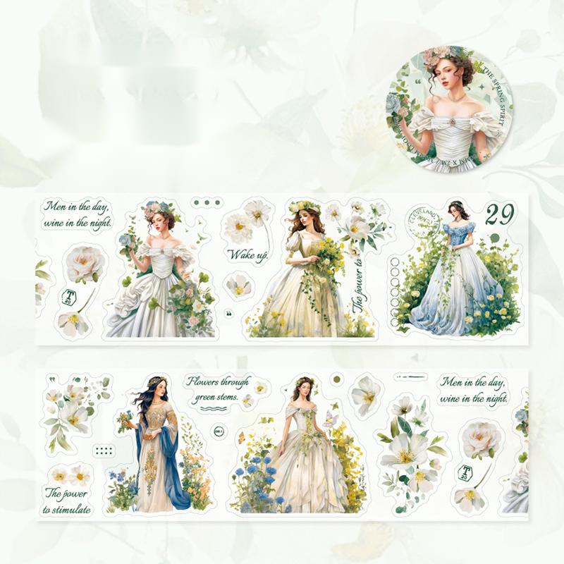 Vintage Art Girl Flower Tape-TAHARA - Image 10