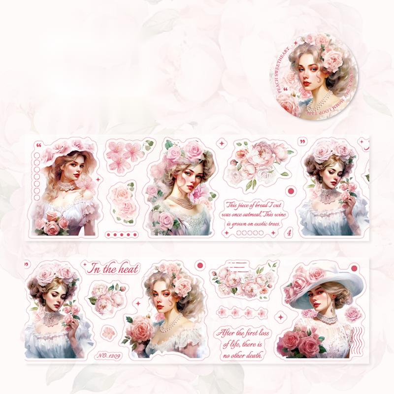 Vintage Art Girl Flower Tape-TAHARA - Image 11