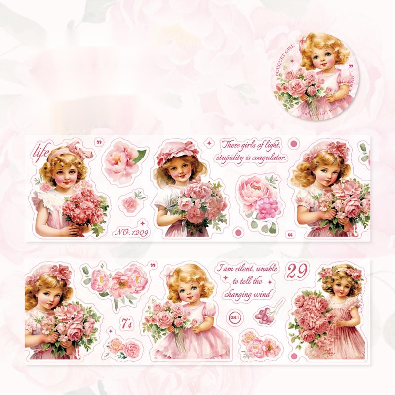 Vintage Art Girl Flower Tape-TAHARA - Image 12