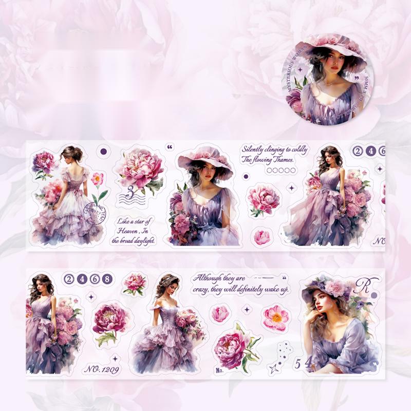 Vintage Art Girl Flower Tape-TAHARA - Image 13