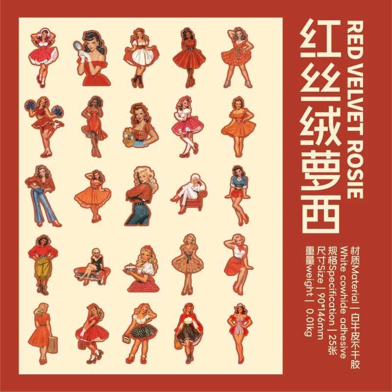 Vintage Beauty Series Large Sticker Pack 25Pcs - Image 7