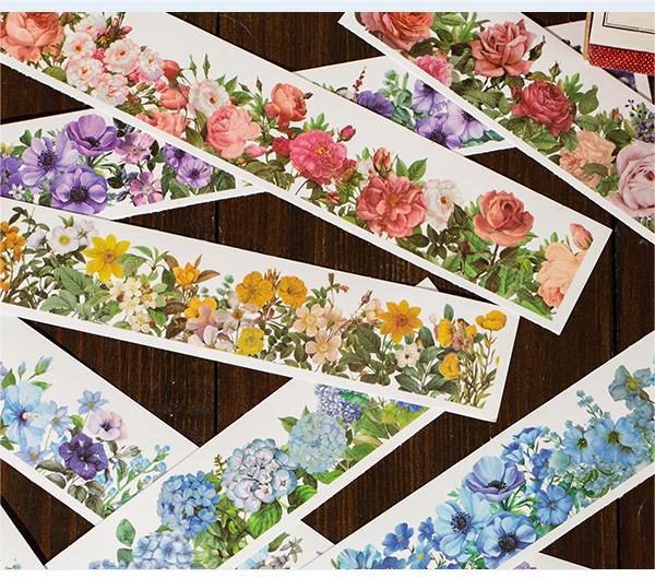 Vintage Floral Strip Stickers-TAHARA - Image 2