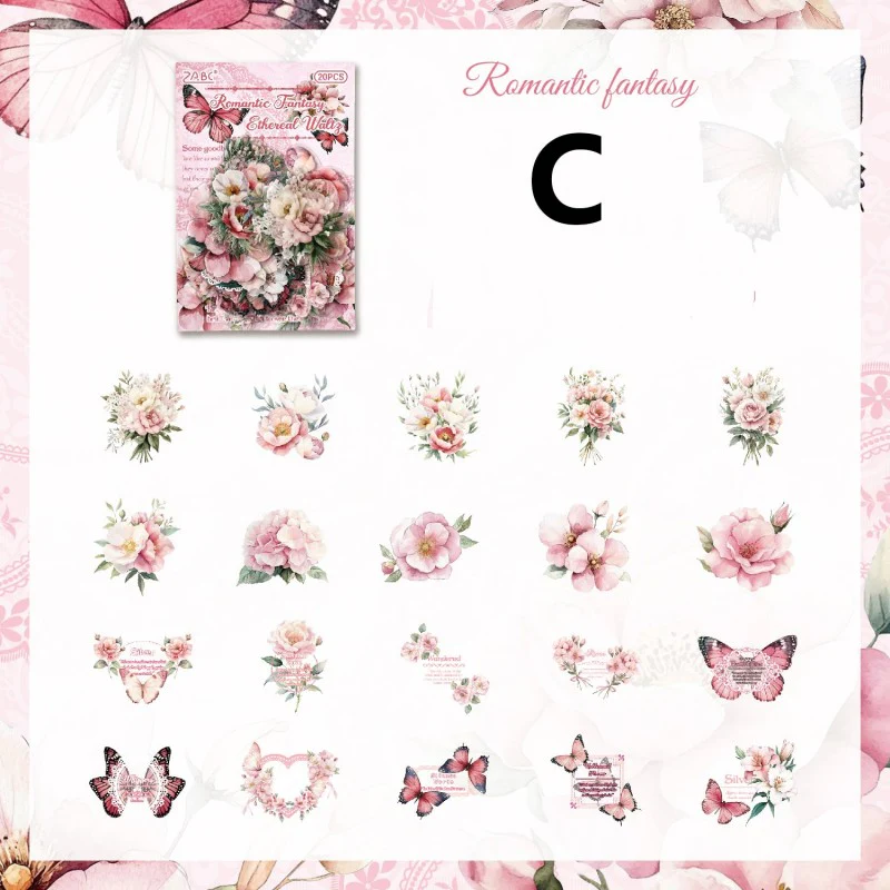 Vintage Flower Sticker 20pcs - Image 15