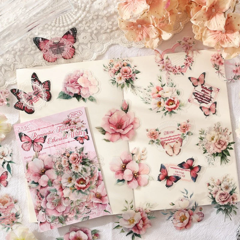 Vintage Flower Sticker 20pcs - Image 9