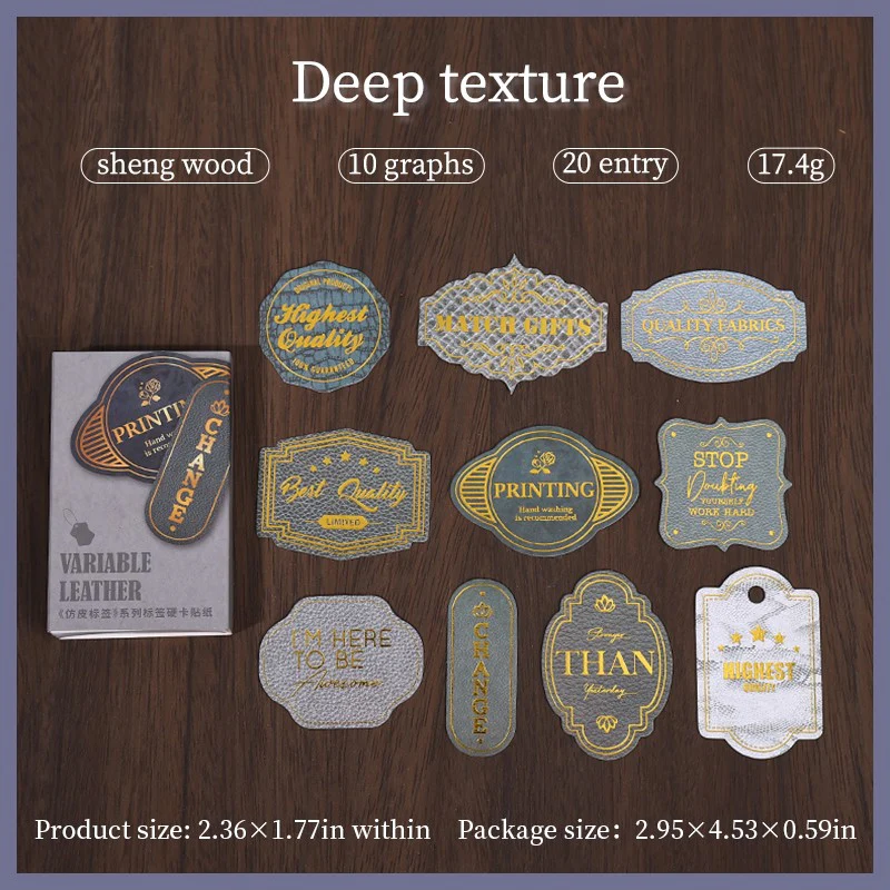 Vintage Leather Series Gold-Embossed Label Stickers - Image 10