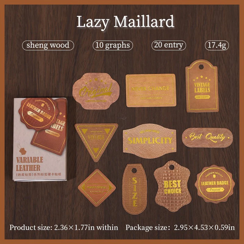 Vintage Leather Series Gold-Embossed Label Stickers - Image 13