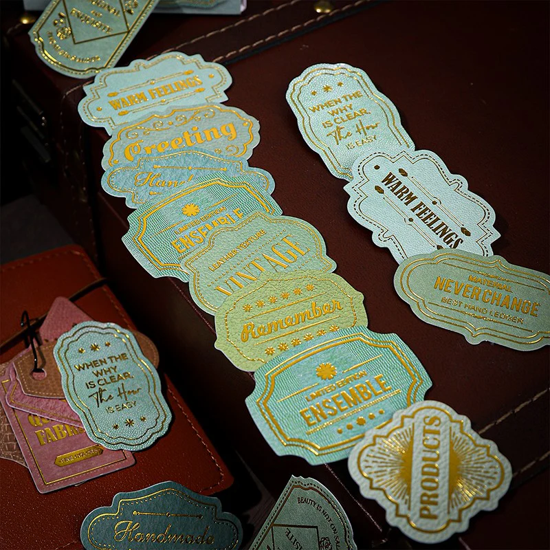 Vintage Leather Series Gold-Embossed Label Stickers - Image 3