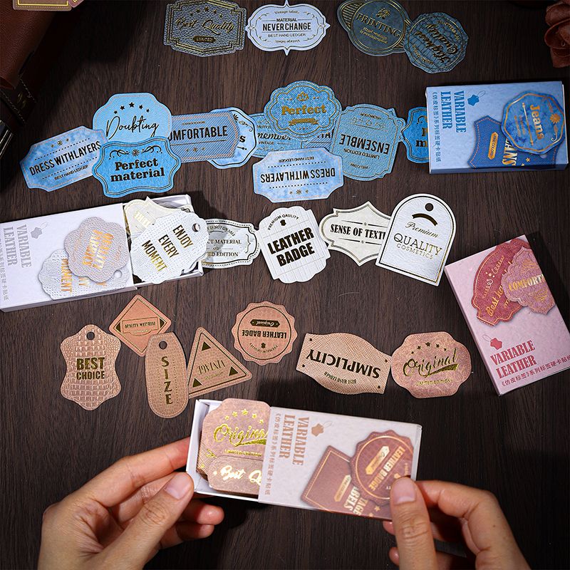Vintage Leather Series Gold-Embossed Label Stickers - Image 4