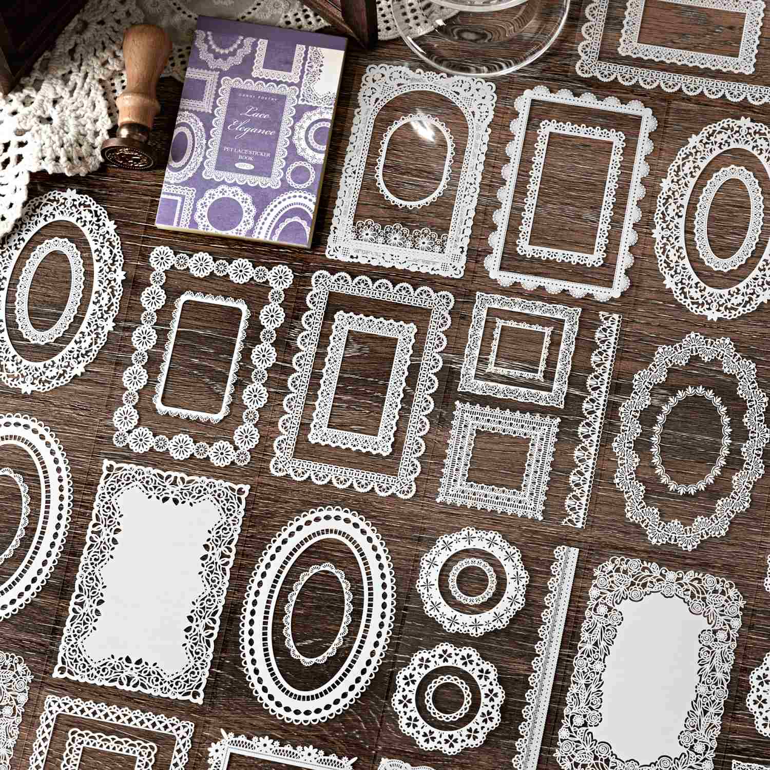 Vintage PET Lace Stickers Book 30PCS - Image 10
