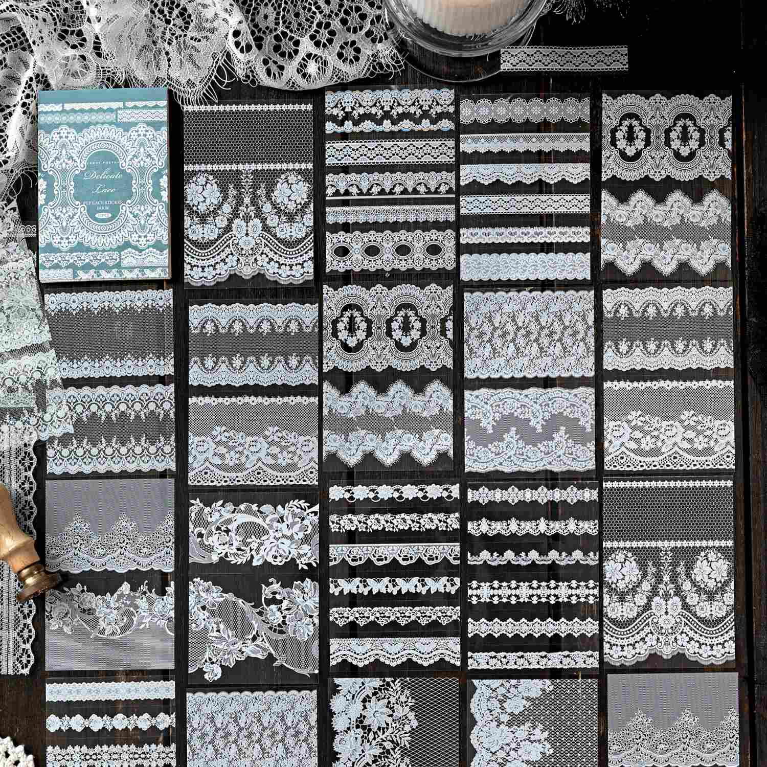 Vintage PET Lace Stickers Book 30PCS - Image 3