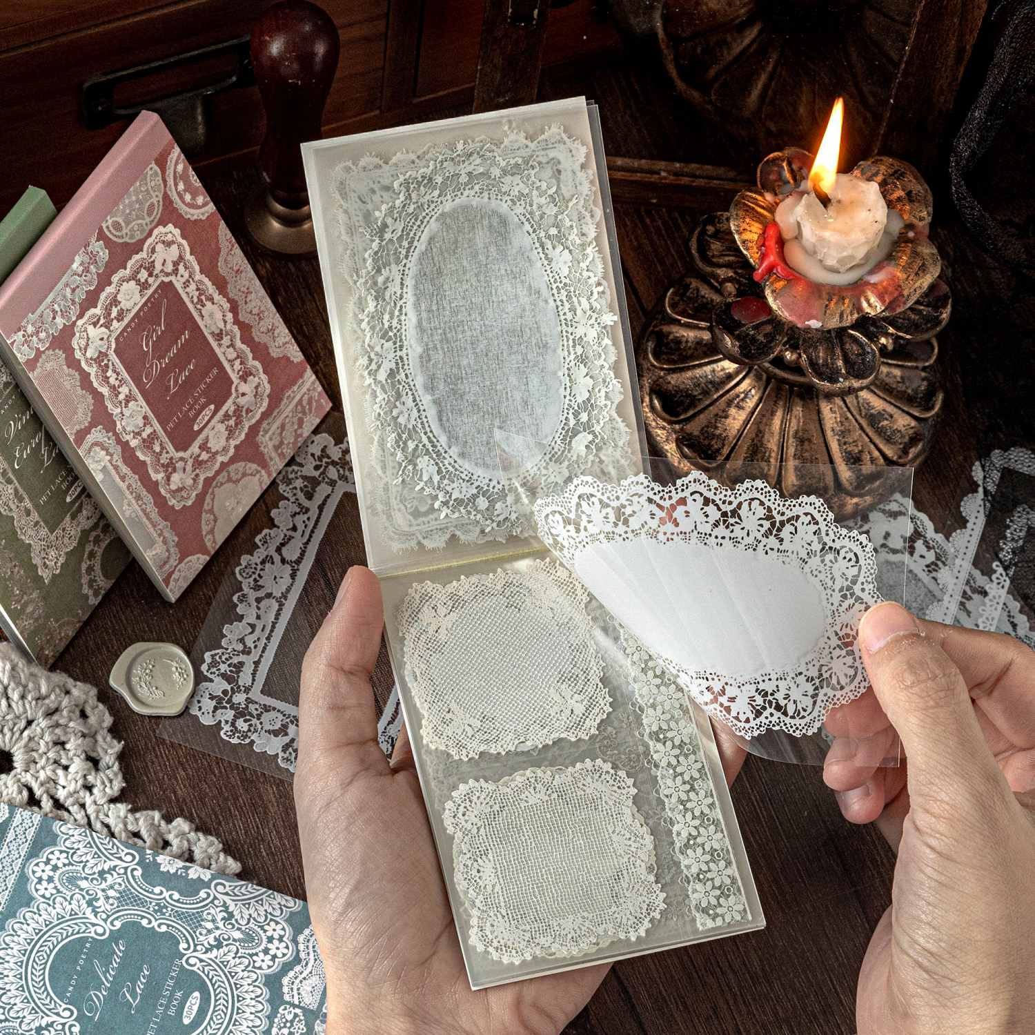 Vintage PET Lace Stickers Book 30PCS - Image 4