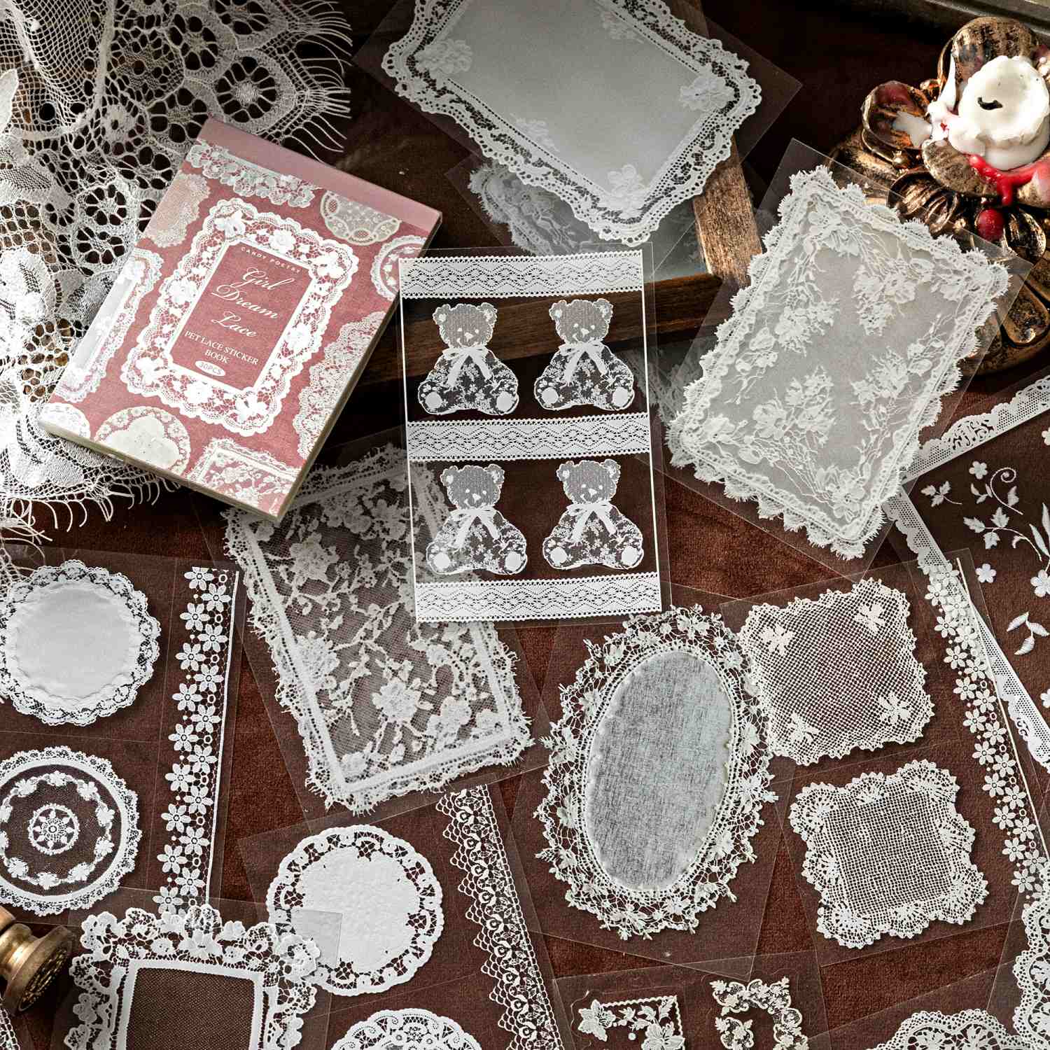 Vintage PET Lace Stickers Book 30PCS - Image 5