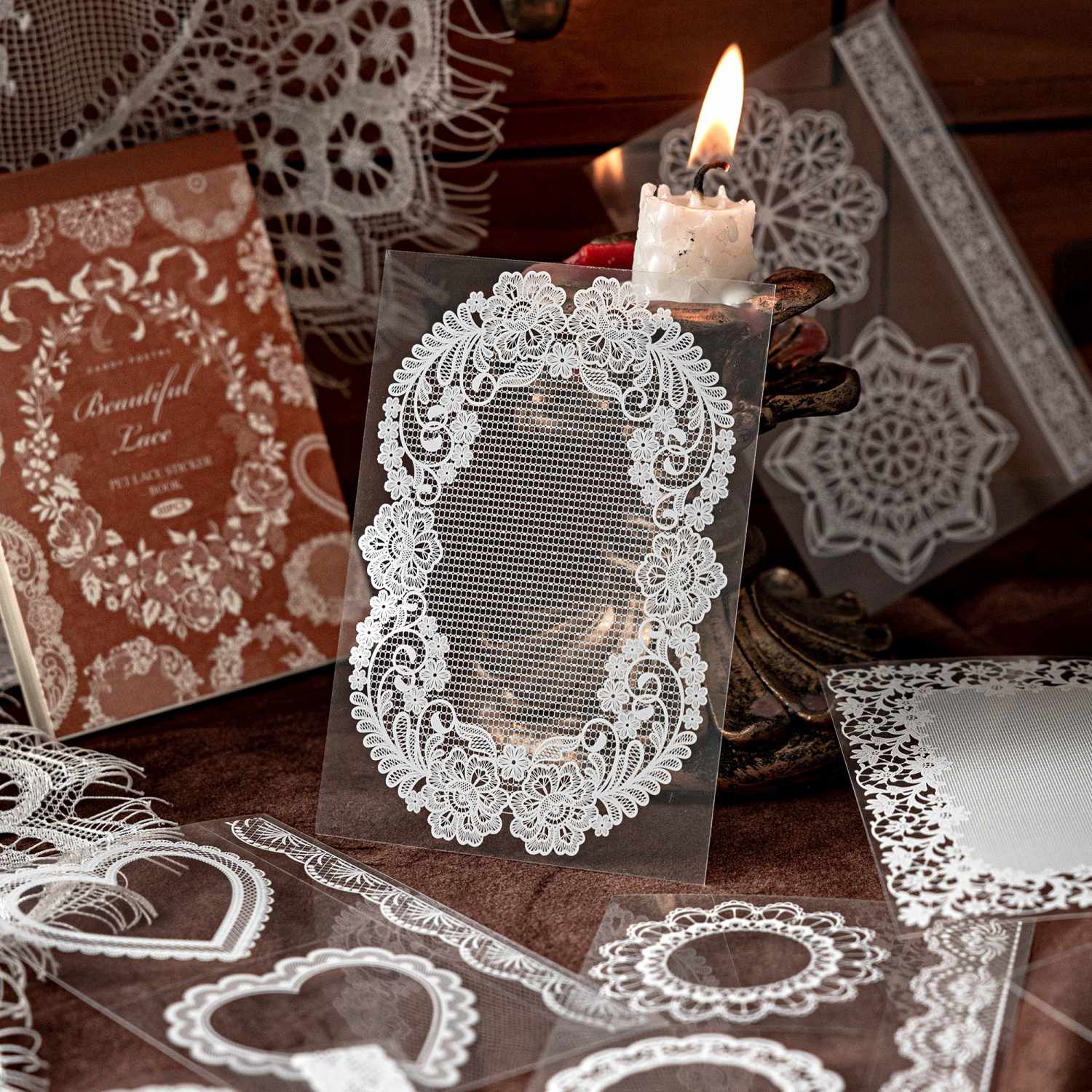 Vintage PET Lace Stickers Book 30PCS - Image 9
