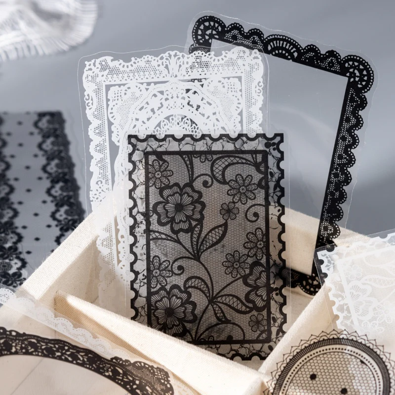 Vintage PET Lace Stickers Pack 100PCS - Image 3