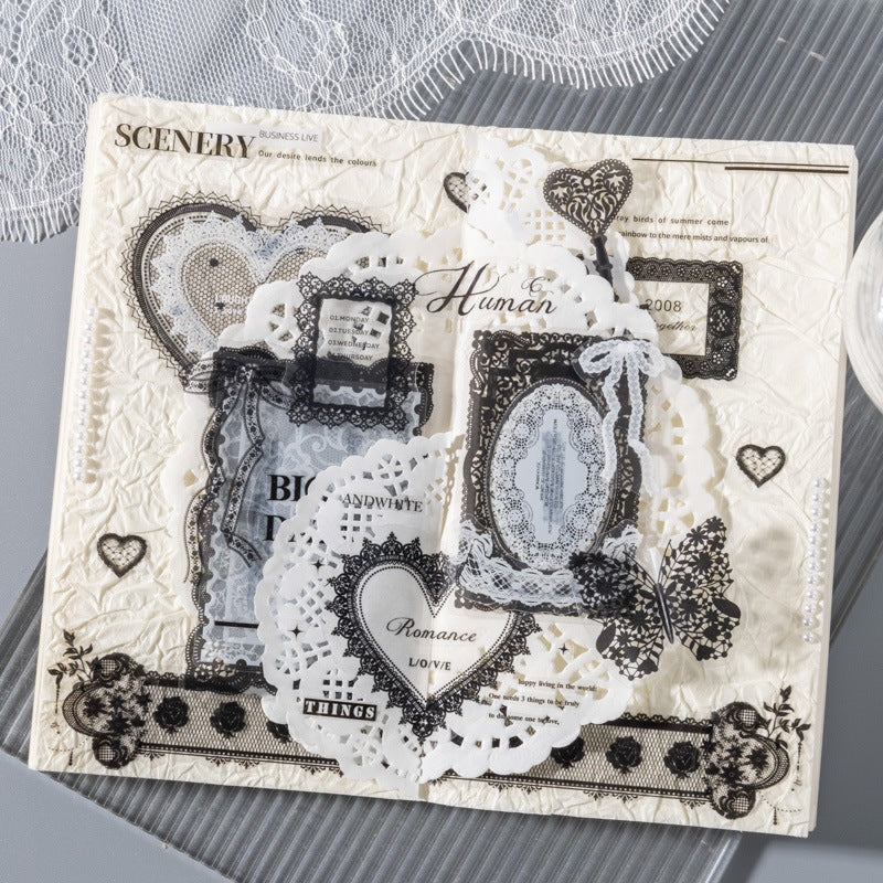 Vintage PET Lace Stickers Pack 100PCS - Image 5