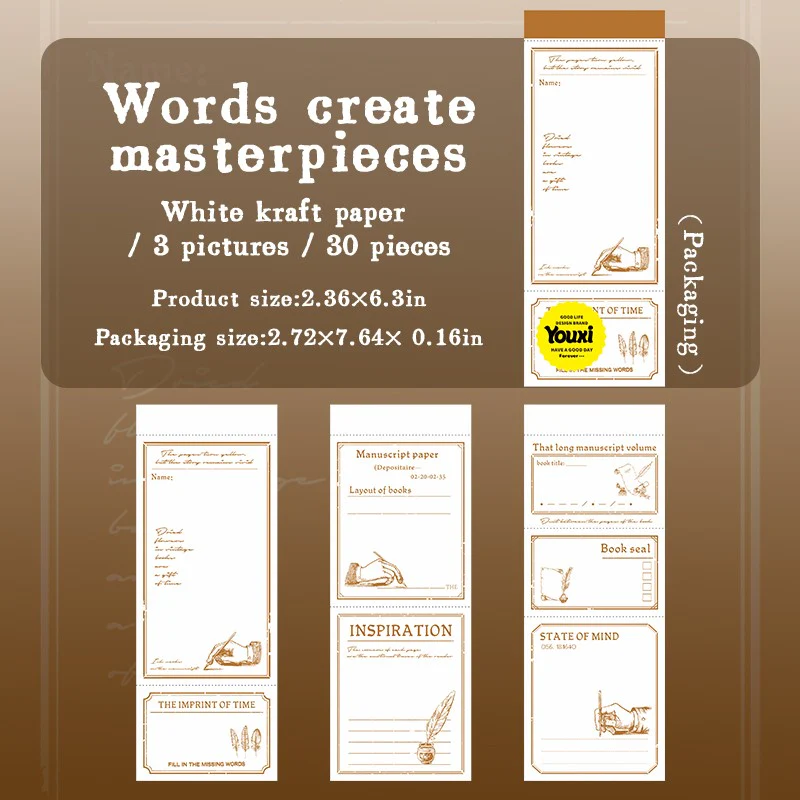 Whispers on Paper Series Vintage Long Memo Pad - Image 14