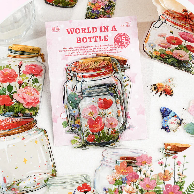World In A Bottle Sticker 15pcs - Image 4