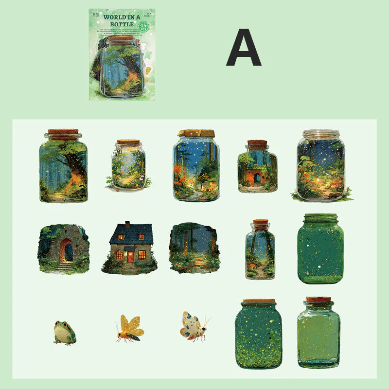 World In A Bottle Sticker 15pcs - Image 9
